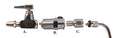 Adapters for quick connect to arterial tubes and stopcocks used in funeral service operations, from lynch supply