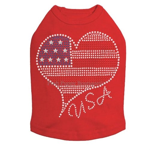 American Heart #3 Rhinestone Dog Tank- Many Colors - Posh Puppy Boutique