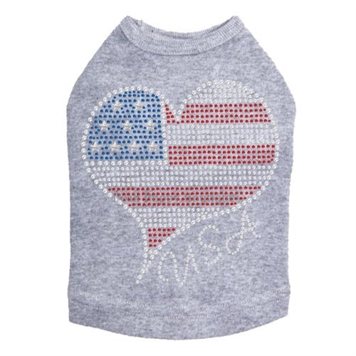 American Heart #3 Rhinestone Dog Tank- Many Colors - Posh Puppy Boutique