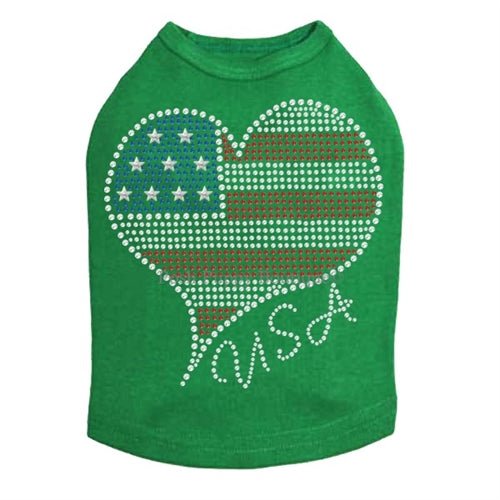 American Heart #3 Rhinestone Dog Tank- Many Colors - Posh Puppy Boutique