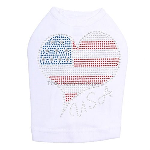American Heart #3 Rhinestone Dog Tank- Many Colors - Posh Puppy Boutique