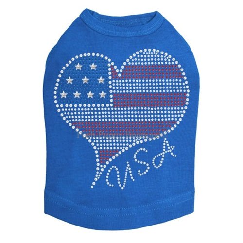 American Heart #3 Rhinestone Dog Tank- Many Colors - Posh Puppy Boutique