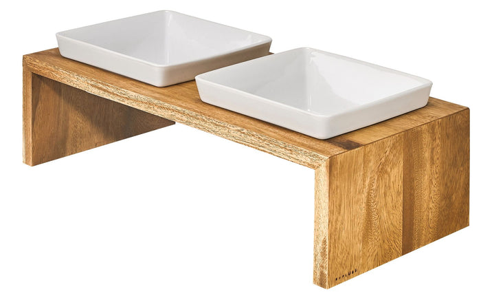 Artisan Double Wood Feeder Bamboo