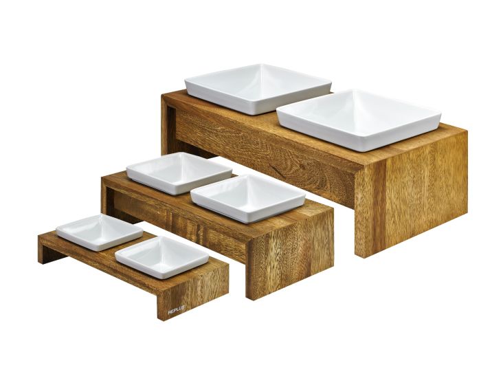 Artisan Double Wood Feeder Bamboo
