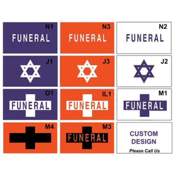 Replacement 9 1/2" x 17" banners only for lead auto flags used in funeral service operations, from lynch supply