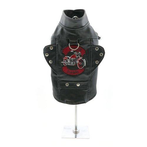 Biker Dawg Motorcycle Dog Jacket - Black - Posh Puppy Boutique