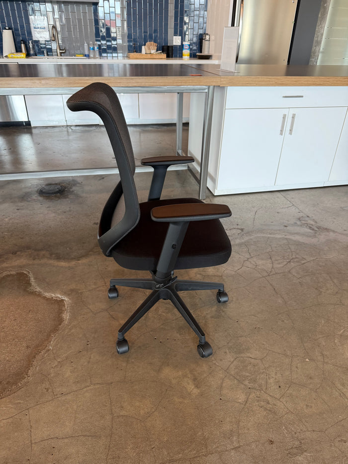 Black mesh chair adjustable arms and recline