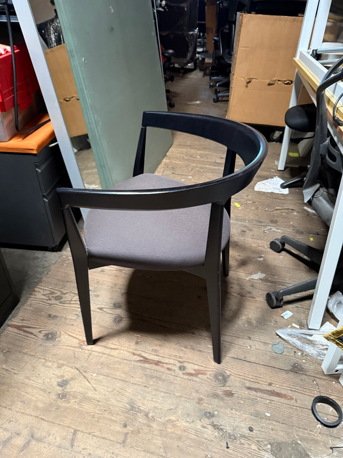 Black side chairs with upholstered cushion
