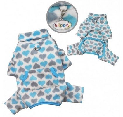Blue and Gray Hearts Fleece/Ultra-Plush Blanket & Matching Blanket - Posh Puppy Boutique