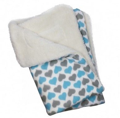 Blue and Gray Hearts Fleece/Ultra-Plush Blanket & Matching Blanket - Posh Puppy Boutique