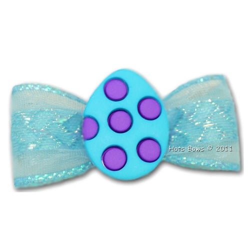 Blue Dotted Egg Hair Bow - Posh Puppy Boutique