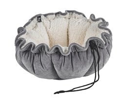 Buttercup Bed Pumice Microvelvet (Ivory Sheepskin) - Posh Puppy Boutique