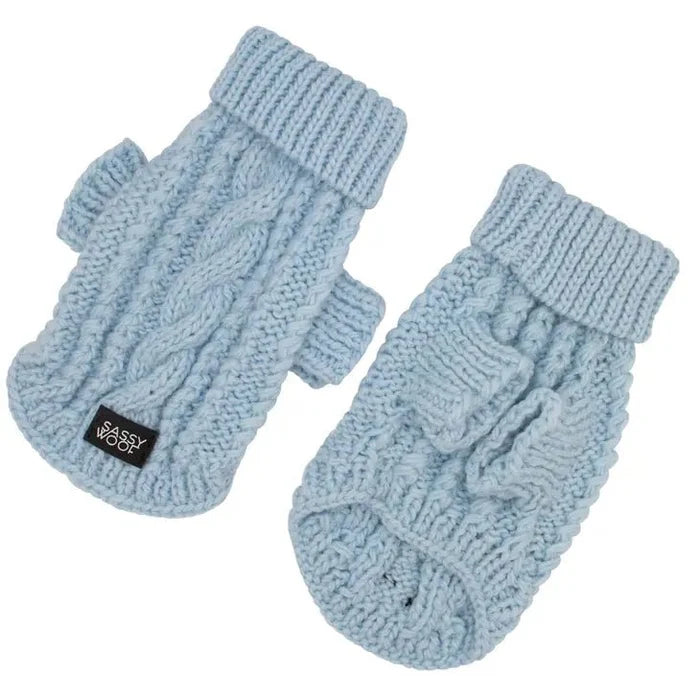 Cable Knit Sweater in Light Blue