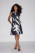 Calligraphy Scuba Crepe Fit & Flare Dress