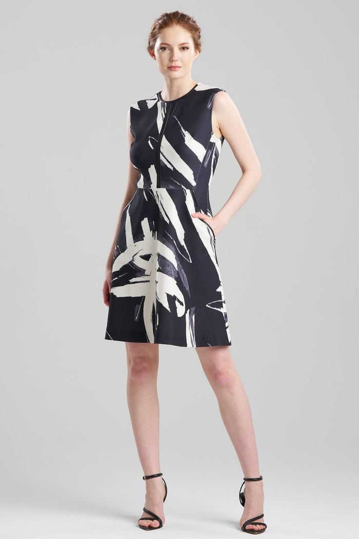 Calligraphy Scuba Crepe Fit & Flare Dress