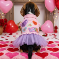 Candy Hearts Purple Denim Dog Jacket with Tutu
