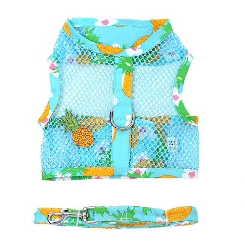 Cool Mesh Dog Harness with Leash - Pineapple Luau - Posh Puppy Boutique