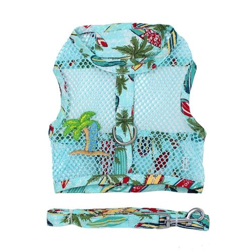Cool Mesh Dog Harness with Leash - Surfboards and Palms - Posh Puppy Boutique