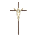 Crucifix-10" walnut with traditional risen christ - walnut/bright gold used in funeral service operations, from lynch supply