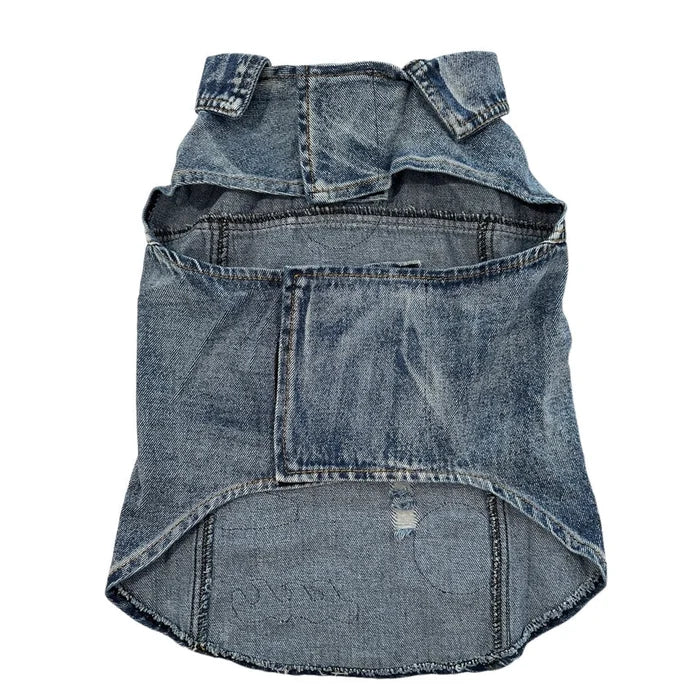 Denim Rocker Vest - Wide Pawsitivity Vest - Posh Puppy Boutique