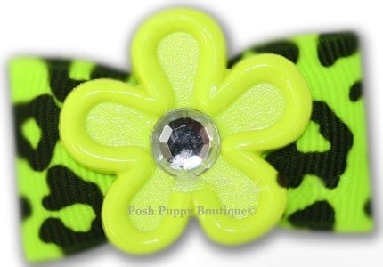 Electric Lime Dog Hair Bow - Posh Puppy Boutique