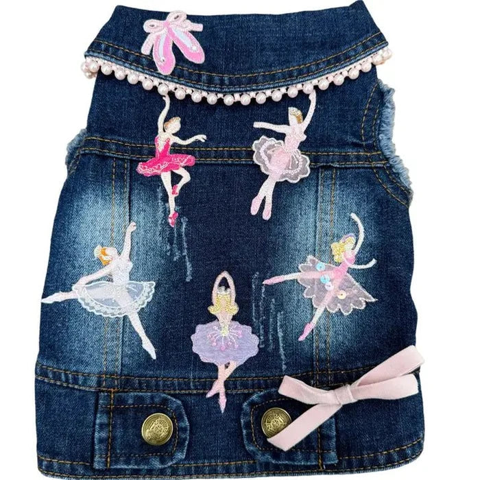 En Pointe Denim Vest - Posh Puppy Boutique