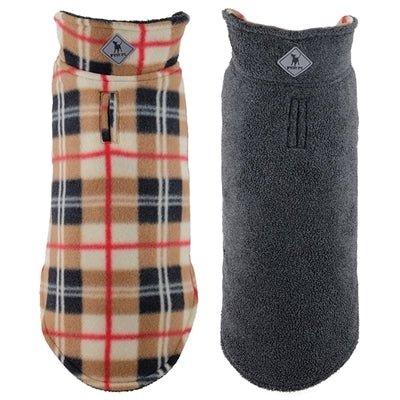 Fargo Fleece Reversible Jacket in Tan Plaid - Posh Puppy Boutique