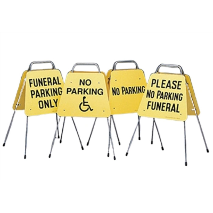 Folding traffic guides used in funeral service operations, from lynch supply