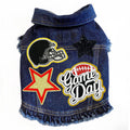 Football Game Day Blue Denim Ruffle Jacket