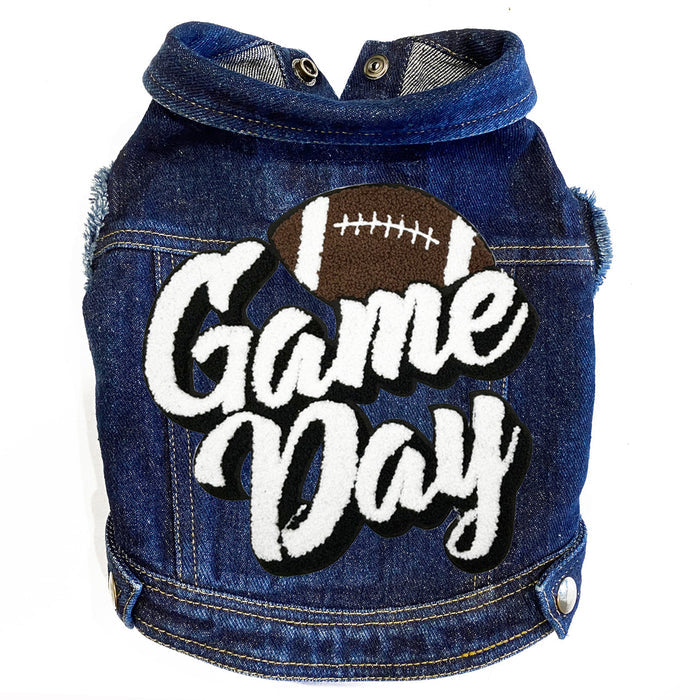 Football Game Day (Large) Denim Dog Jacket