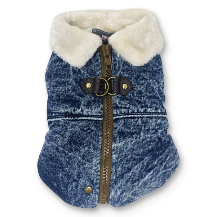 Furry Runner Coat in Denim - Posh Puppy Boutique