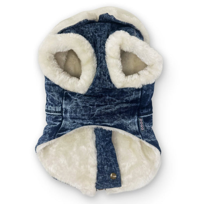 Furry Runner Coat in Denim - Posh Puppy Boutique