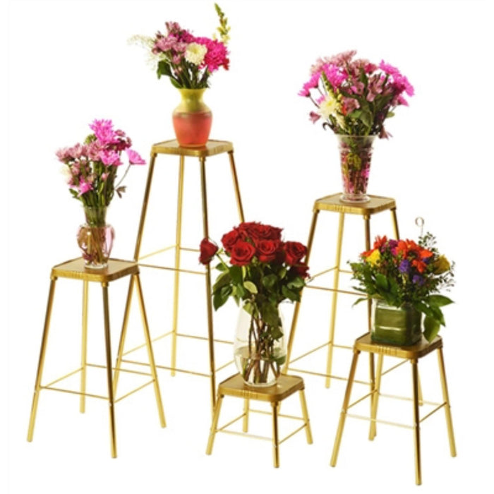 Gold non-rusting square nesting basket stands used in funeral service operations, from lynch supply