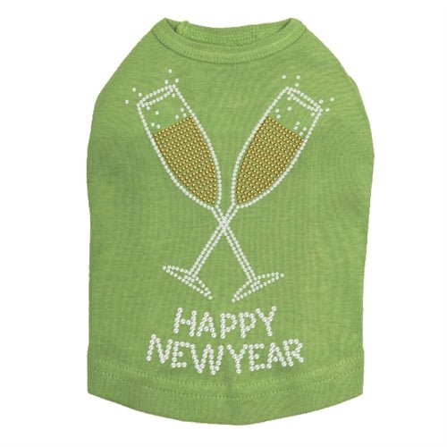 Happy New Year Champagne Glasses Rhinestones Tank - Many Colors - Posh Puppy Boutique