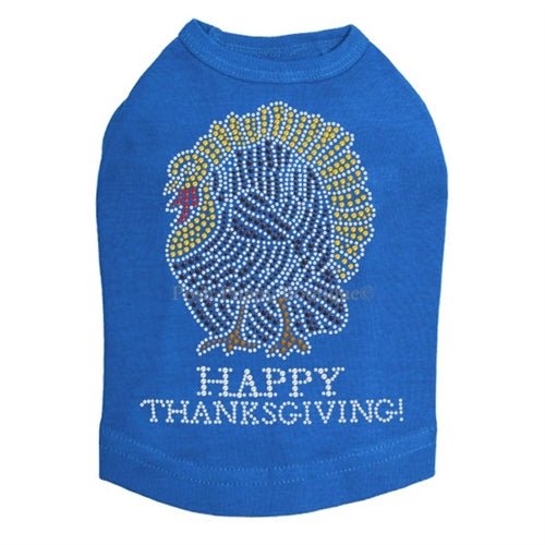 Happy Thanksgiving Turkey Rhinestone Tanks - Many Colors - Posh Puppy Boutique
