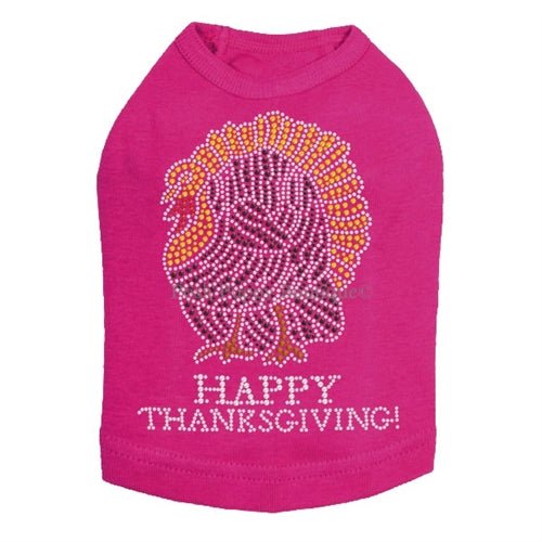 Happy Thanksgiving Turkey Rhinestone Tanks - Many Colors - Posh Puppy Boutique