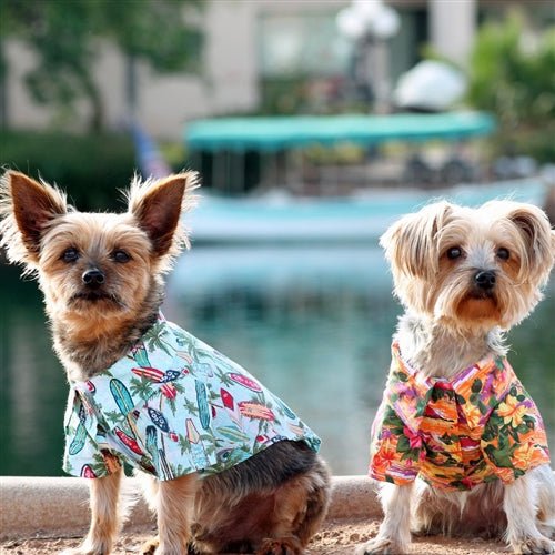 Hawaiian Camp Shirt - Surfboards and Palms - Posh Puppy Boutique