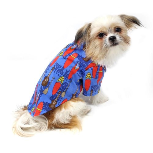 Hawaiian Camp Shirt - Ukuleles and Surfboards - Posh Puppy Boutique