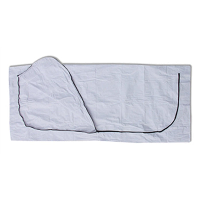 Heavy weight pvc body bag with curved zippers used in funeral service operations, from lynch supply