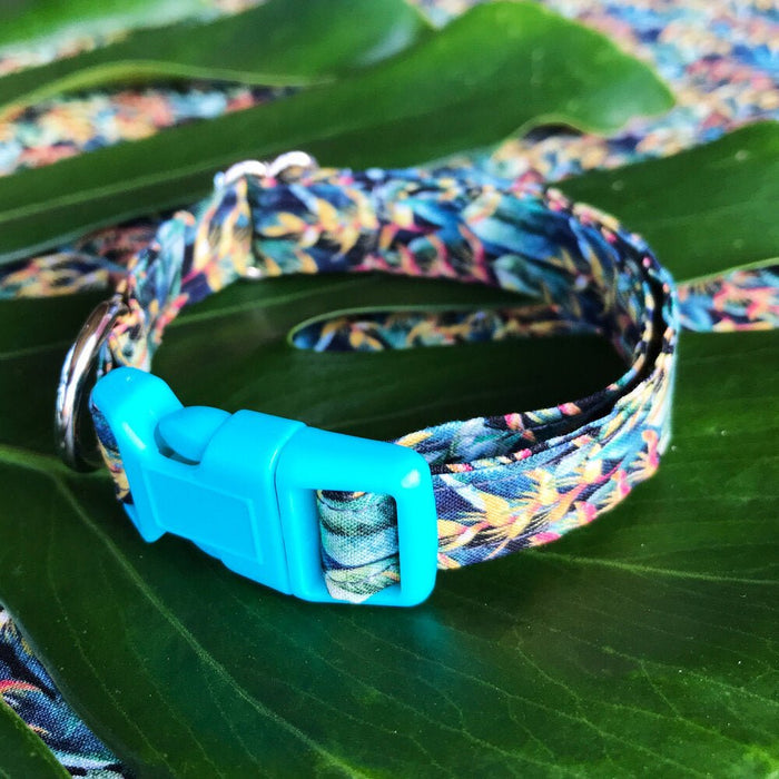 Heliconia Hawaiian Collar with Turquoise Plastic Buckle - Posh Puppy Boutique