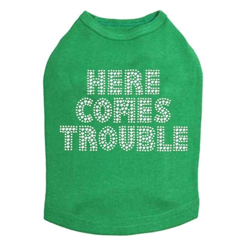 Here Comes Trouble Rhinestone Tank - Many Colors - Posh Puppy Boutique