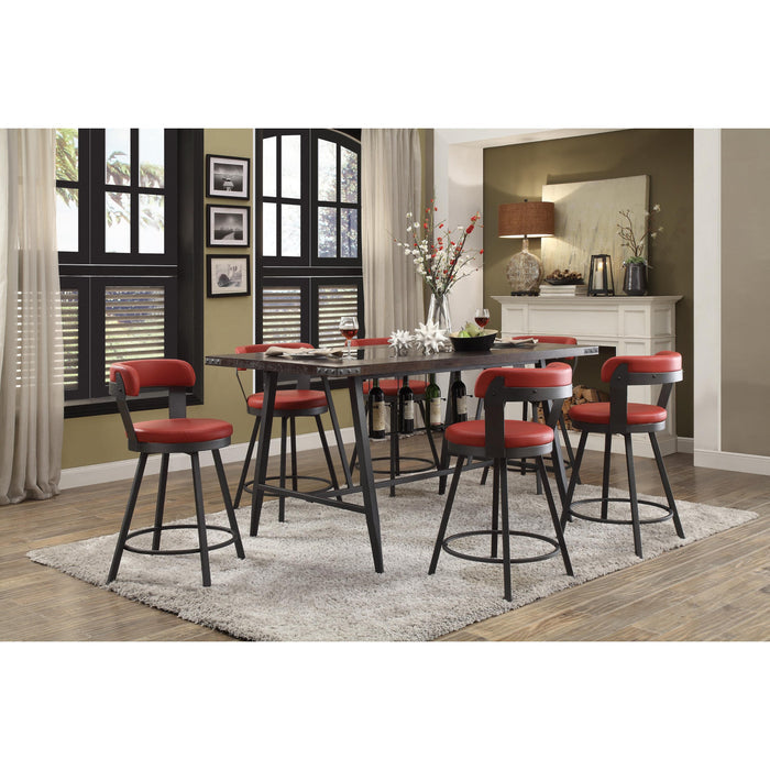 Homelegance Appert 5566-24RD Swivel Counter Height Chair, Red IMAGE 5