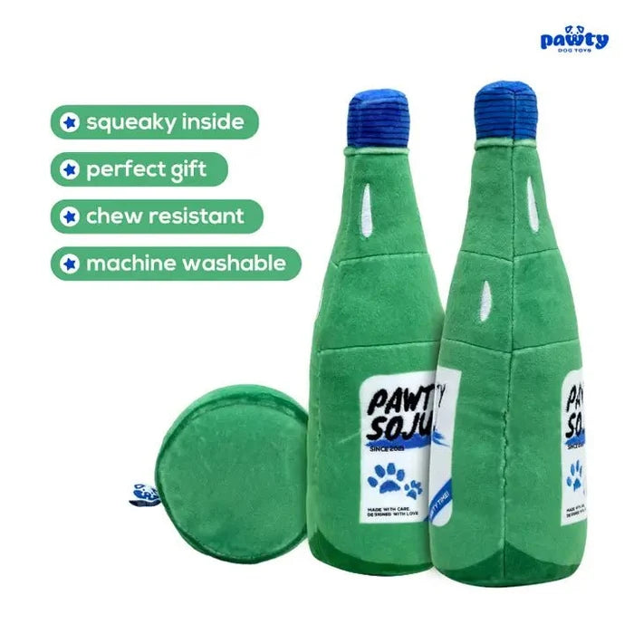 Korean Soju Bottle Parody Plush Dog Toy - Posh Puppy Boutique