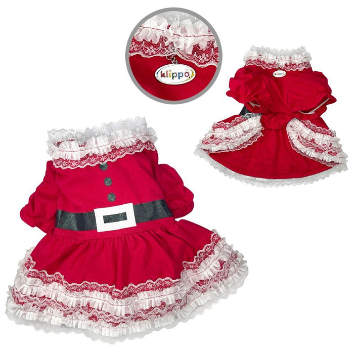 Lace Ruffles Puffy Sleeves Christmas Dress - Posh Puppy Boutique