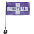 Lead car magnetic funeral flags with 9 1/2" x 17" banner used in funeral service operations, from lynch supply