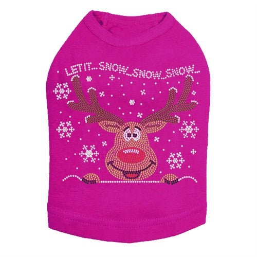 Let it Snow - Red Nose Reindeer Rhinestone Tank - Many Colors - Posh Puppy Boutique