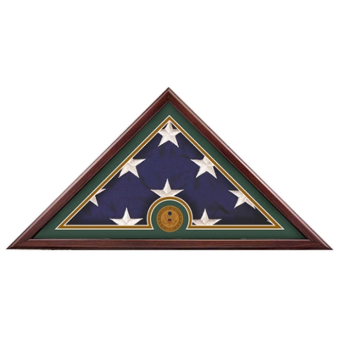 Liberty freedom flag case in cherry laminate finish used in funeral service operations, from lynch supply