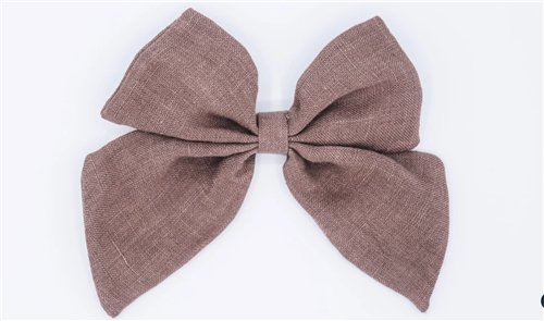 Linen Sailor Hair Bow - Espresso - Posh Puppy Boutique