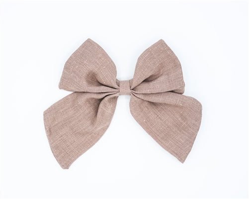 Linen Sailor Hair Bow - Sandy - Posh Puppy Boutique