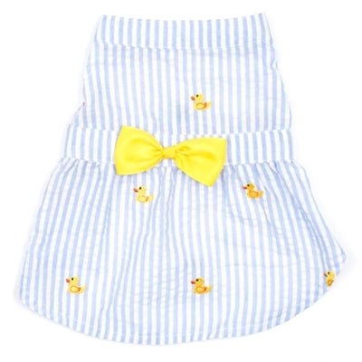 Lt. Blue Stripe Rubber Duck Dress - Posh Puppy Boutique